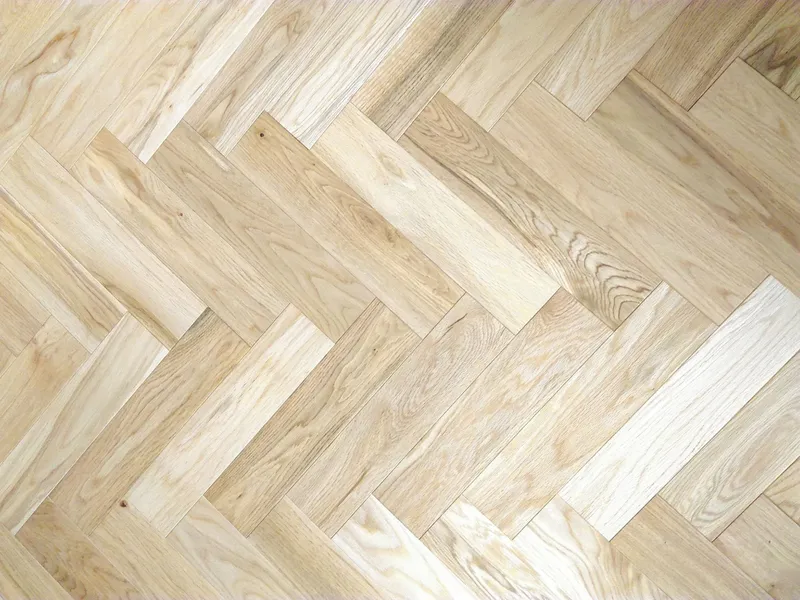 Restored herringbone timber floor